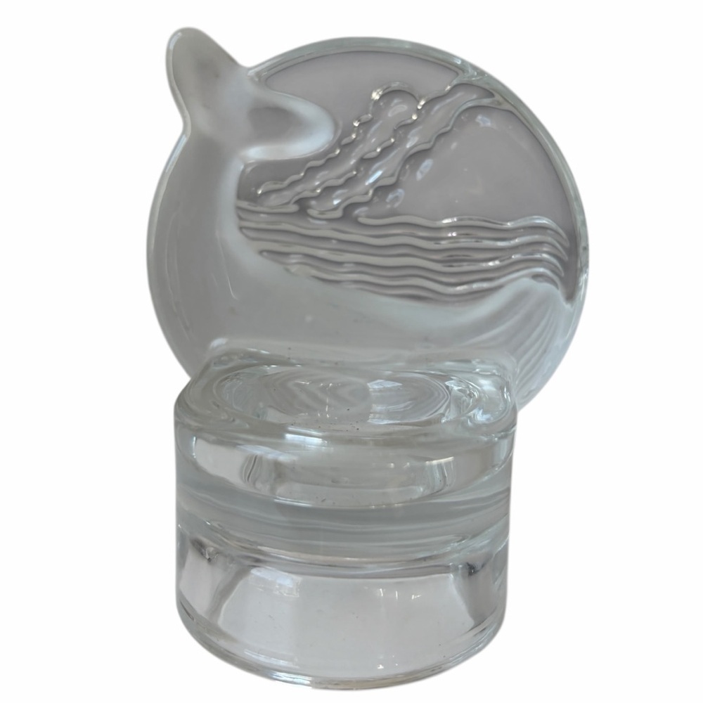 Partylite Vintage Whale Tealight Votive Candle Holder Clear and Frosted Glass - Picture 2 of 4